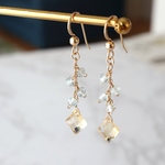 ❇SALE❇14kgf シトリン ダイヤカット × アクアマリン  ピアス