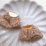 〈2個/No.1574〉indian ribbon/ベージュフラワー