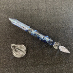  【JINガラス 気まぐれ試作室】 ダイクロ ステンドグラス ブルー ガラスペン ショート