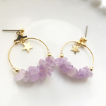 【No.P036】Amethyst Hoop Pierce (再販)