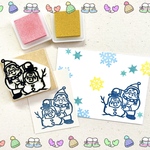 冬のはんこ☆ゴリラ君と雪だるま♪