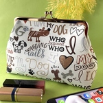 I LOVE MY DOG ワンちゃん柄 化粧ポーチ プチギフト など マチ付き 可愛い がま口ポーチ USAコットン