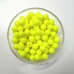 【8mm  100個 蛍光イエロー】カラフルアクリルビーズ  蛍光色系 ラウンド 球体 貫通 単色