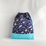 25×20   給食袋  海の生き物  さかな  サメ　クジラ