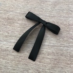 シンプルサテンリボン 選べるブローチヘアクリップ 黒 細　16mm 16TA