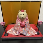 しろくま貯金箱  ひな祭り リバーシブル着物 花冠 ネックレス３点セット