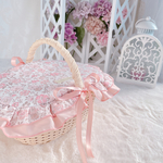 輸入リバティプリントのふかふか蓋カバー&クッション付バスケット【アロナ・マロン】♪カゴバスケット♪