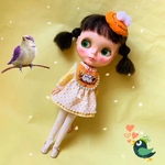 ○受注○ワンピースのみꔛ♥シマエナガちゃんエプロンワンピースꔛ♥Blythe outfit○supipi39