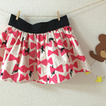 ギャザーたっぷり  おしゃれスカート リボンねこ