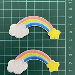 2枚入虹　ニジ　アイロンワッペン刺繍ワッペンシールワッペン　