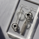 シルバー×クリア　アシメフープピアス
