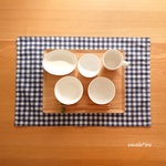 ランチョンマット　40×60　　* チェック×ドット　col. navy
