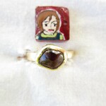【再5】真鍮　ガーネット　原石　リング