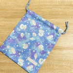 ゆめかわシェルパールの巾着（中）水色　25×30サイズ　