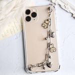 124. キーリングハンガー　スマホケース　iPhoneケース　ストラップ　全機種　スマホチェーン　スマホリング　キーリング　キーリングチェーン　Androidケース　くま　シルバー　ハート