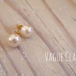 大きめコットンパールのピアス