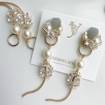 New color！2way  clearアシンメトリーレジンbijouロングアクセサリー（クリア　レジン　ビジュー　ロング　パール）