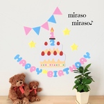 cherry2014さま専用　フェルト バースデーガーランド 誕生日飾り バースデーケーキ 数字ろうそく ナンバーキャンドル 数字変更可 パステル　バースデーフォト　ベビーフォト　ハーフバースデー
