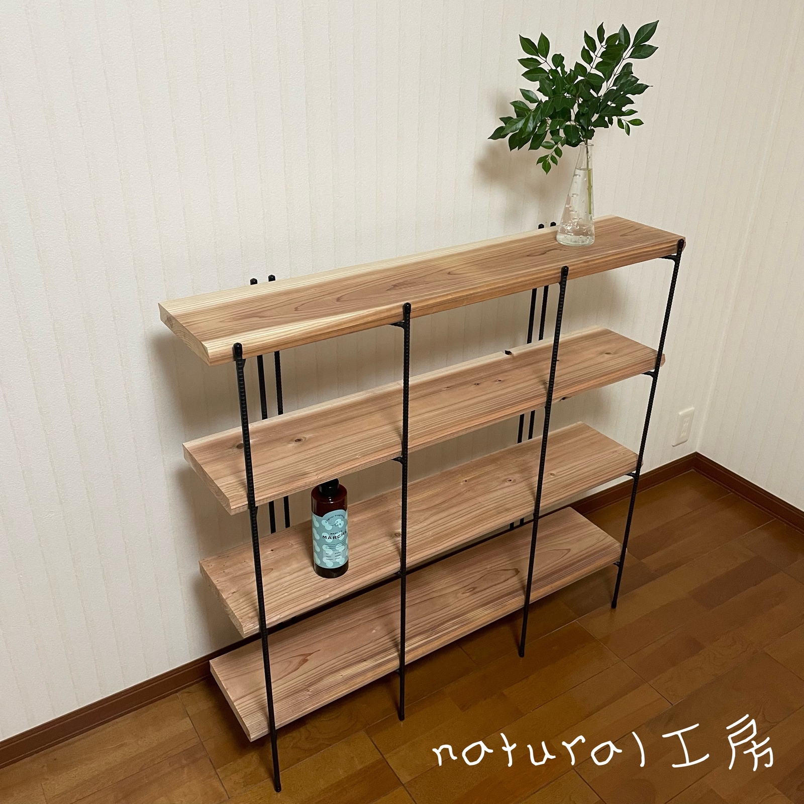 送料込 手作りアイアン家具 折りたたみラック アンティーク 西海岸インテリア 幅100cm プレーン 4段 新作