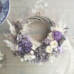 Lune Bonheur＜Lavande blanche＞＊受注制作＊ハーフムーンリース＊プリザーブドフラワー＊お花＊ギフト＊結婚祝い＊新築祝い＊お誕生日祝い＊新年