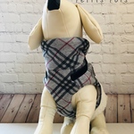 冬用  犬猫ハーネス　あったかモコモコ襟・裾付き　チェック