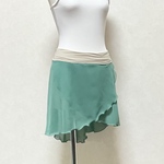 バレエプルオンスカートグリーン×ベージュSM L