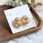 入学式にも⭐︎つぶつぶもりもりパール×本物のお花のピアス、イヤリング(ホワイト)