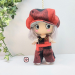 【限定】赤と黒のチェック柄サロペット&グレーのリバーシブルキャスケット2点セット--Cタイプ--