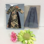 ＜在庫作品バーゲンセール＞ブライス人形・リカちゃん人形のハンドメイド洋服＊レトロな長袖ワンピース、グレーワイドパンツ