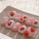 #1 ネイルチップ じゅわっと♡ いちごネイル 果物ネイル フットネイル