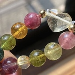 高品質リビアン入り♡ トルマリン＆エレスチャルアメジスト ブレスレット