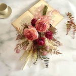 ピンクローズの花束 スワッグ♡　　　　　アーティフィシャルフラワー　壁掛け　花束　ブーケ　スワッグ　＊　秋　結婚祝い　引越し祝い　新築祝い　お祝い　記念日　ギフト　誕生日　クリスマス　プレゼント