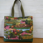 mik様オーダー品：USA生地　ほのぼの農場柄のトートバッグ