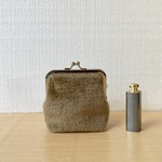 ※受注制作※ふわふわファーのがま口ポーチ（ライトブラウン）