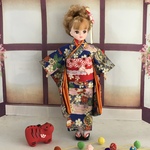　2022 新春着物　(1) 紺系　　ブライス、リカちゃん