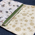 【1月末まで全品送料無料】鶴縁起柄白＊御朱印帳入れ