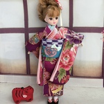 　2022 新春着物　(6) 濃い桃色系　　ブライス、リカちゃん