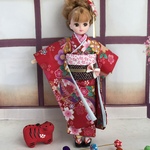 　2022 新春着物　(8) 赤系　　ブライス、リカちゃん