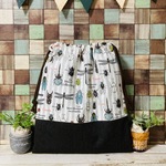 ☆新作☆　昆虫図鑑　グレー系×ストライプ　巾着袋　縦35×横30　体操着袋　お着替え袋　入園入学　サイズオーダー