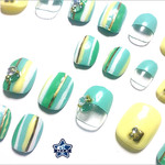 【ハンドネイル★セール実施中7/27まで】ショートネイルチップ（小さい爪）－パステルストライプ－