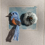 野鳥刺繍　〜イソヒヨドリ〜