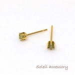 317【ペリドット】天然石一粒ピアス＊3mm＊サージカルステンレス