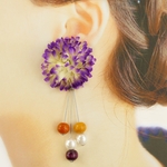 【再販】菫色の和花ピアス/イヤリング＊着物＊浴衣＊成人式＊正月＊袴＊振袖