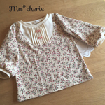 春服＊ヨークカットソー＊100size＊bichett**フレーズ柄(クリーム色)
