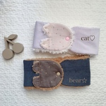 Baby&Kids ネックウォーマー　マフラー　ねこ　くま   星の綿麻×フレンチコーデュロイ  