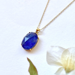 大粒オーバル 夜空の贈り物 ラピスラズリ×クリスタルのネックレス AAA 18×13mm  14kgf