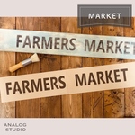 【横長】ステンシルシート『MARKET』２枚組