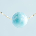 天然石　ラリマー ネックレス　波　水色　雲　