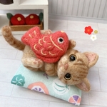 ★あお向け福招き猫★茶トラ 羊毛フェルト てのひらサイズ　ちび猫