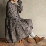 ティアードシャツワンピース 小花柄 ブラック 112014 ALCEDO ナチュラルコーデ